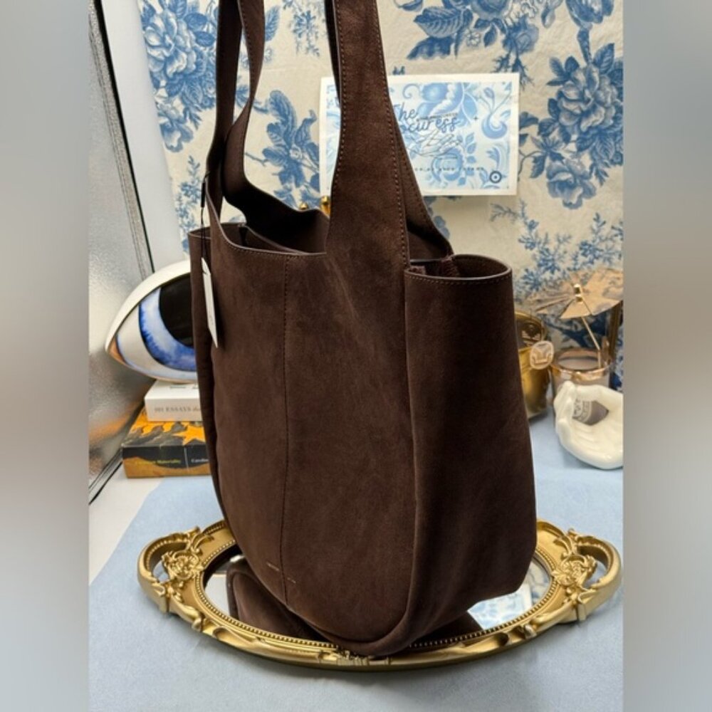🆕 OROTON 🧿 NWT Emilia Tote Suede Bag, Chocolate Brown - Picture 6 of 16